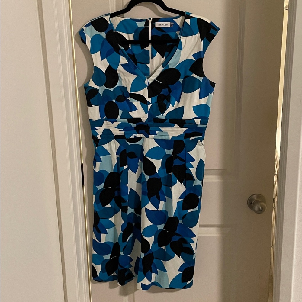 Calvin Klein Blue and Black Floral Dress